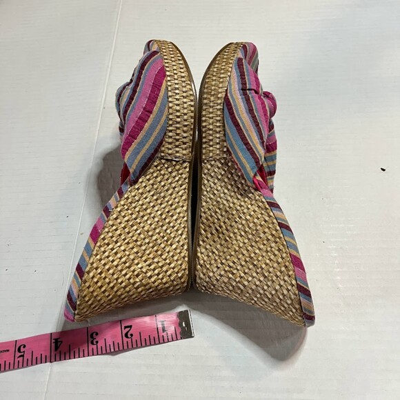 Restricted Tropicalcore Bohochic Pink/Purple/Blue Stripe Slide On Jute 3"Wedge 6 - Picture 5 of 5